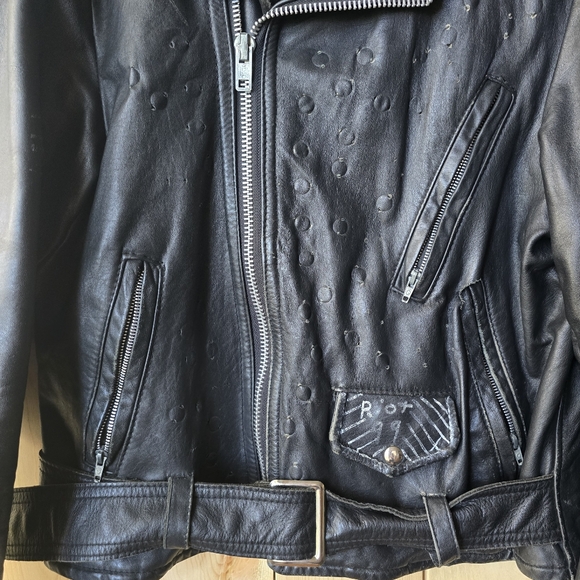 Vintage Golden Boy Leather Jacket 80s-90s Punk Mens - Picture 3 of 16